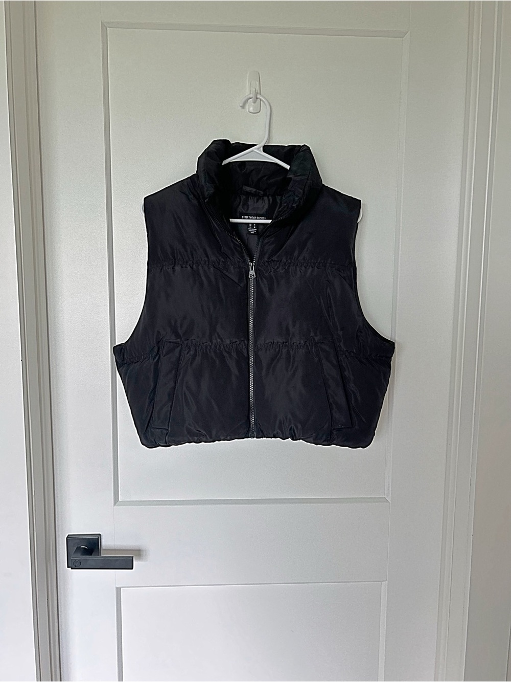 Black Cropped Puffer Vest